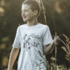 T shirt enfant Bio - Free wild connection - Gris galet chiné - Petit Bivouac