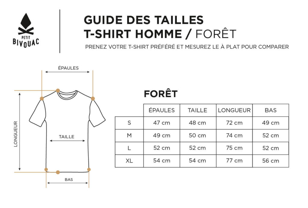 Guide des tailles-homme_T-shirt Forêt_Petit Bivouac